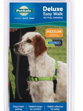 NWT PetSafe Easy Walk Dog Harness Black / Green MEDIUM